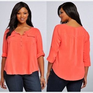 Torrid Coral 3/4 sleeve top